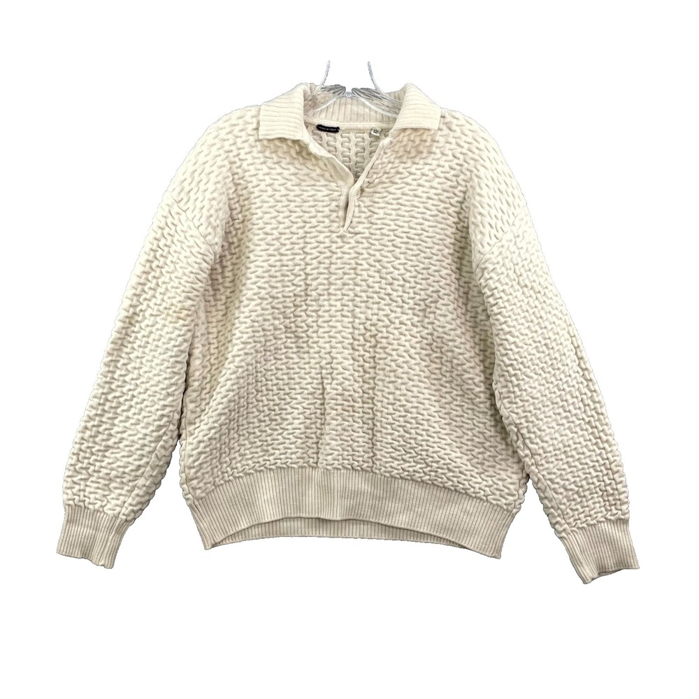 Vintage Mens Sweater 52 Wool Waffle Knit Retro Streetwear Goth Grunge Preppy Y2K